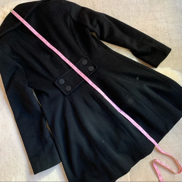 Tahari Black Classic Designer Cowl Collar Wool Winter Pea Coat Size 4 - Picture 7 of 9